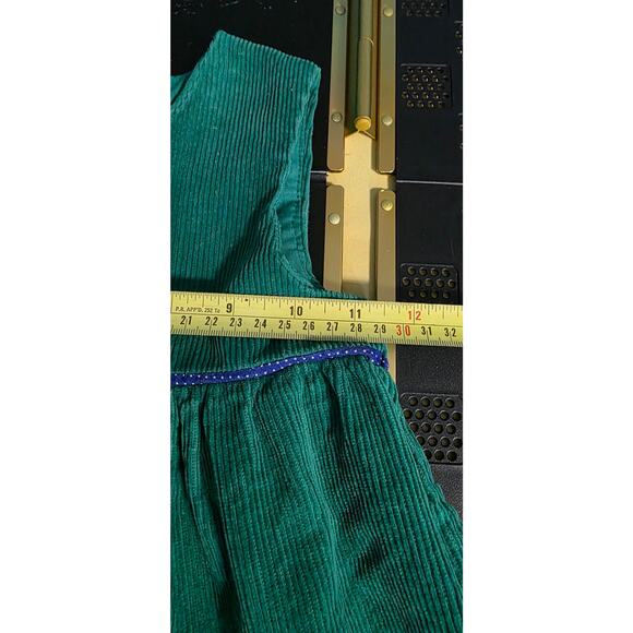 Vintage Girl's Green Corduroy Jumper Dress ABC Back to School 4t - Picture 4 of 5